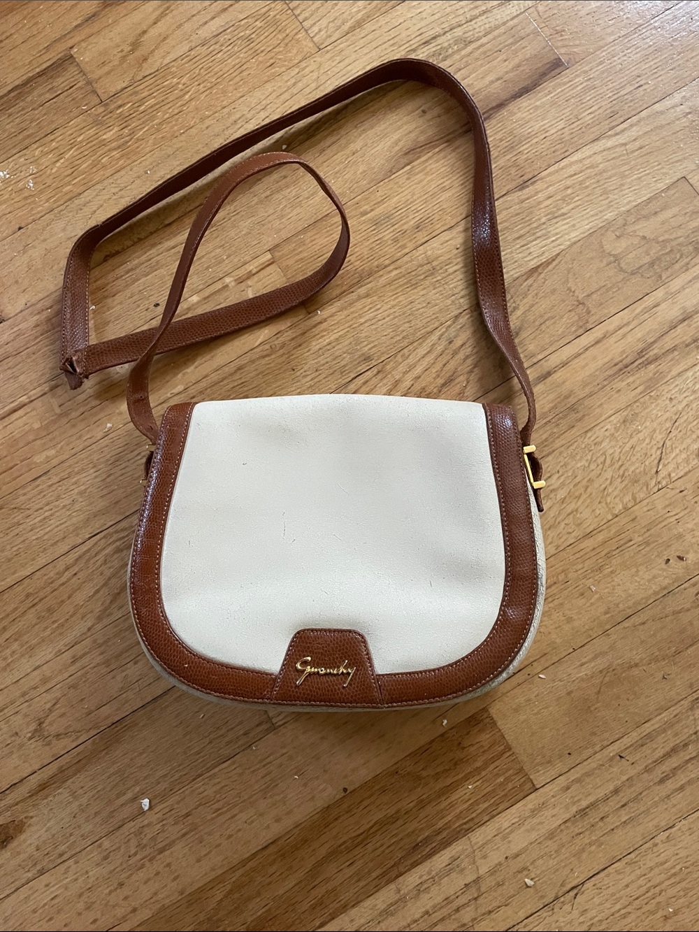 Givenchy Cream and Brown Leather Crossbody Saddle Bag Rare